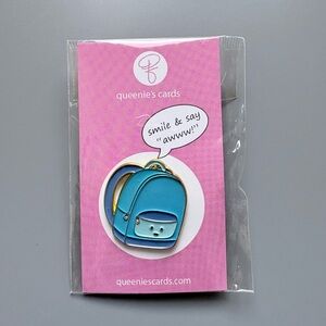 Queenie’s Cards Collector Enamel Pin - Blue Backpack